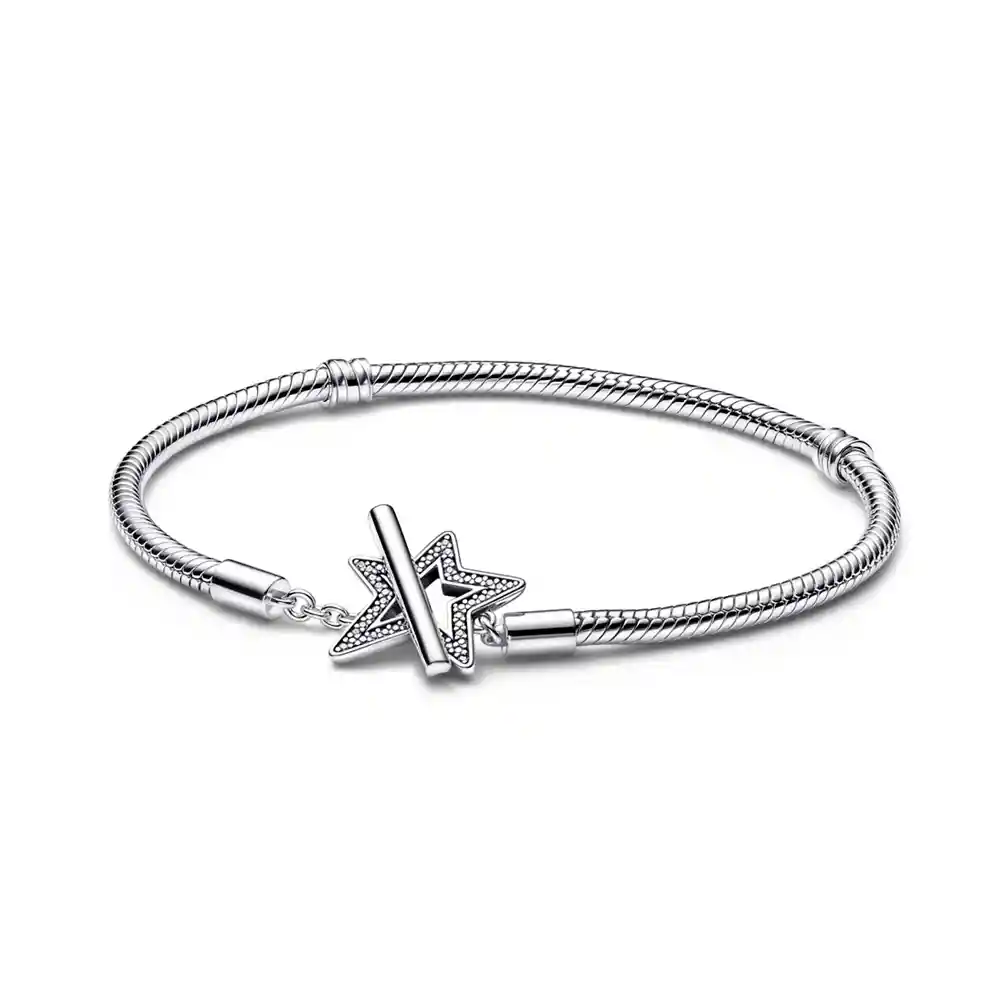 Pulsera Brazalete Pandora Con Barra En T Yestrella 592357c01 Plata 925 - 18cm