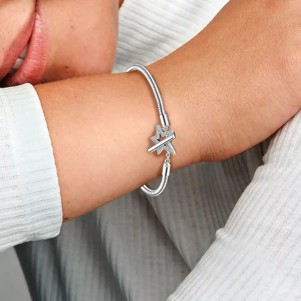 Pulsera Brazalete Pandora Con Barra En T Yestrella 592357c01 Plata 925 - 18cm