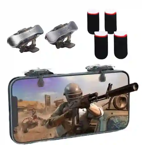 Gatillos Gamer Para Celular L R + 2 Pares De Dedales
