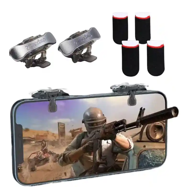 Gatillos Gamer Para Celular L R + 2 Pares De Dedales