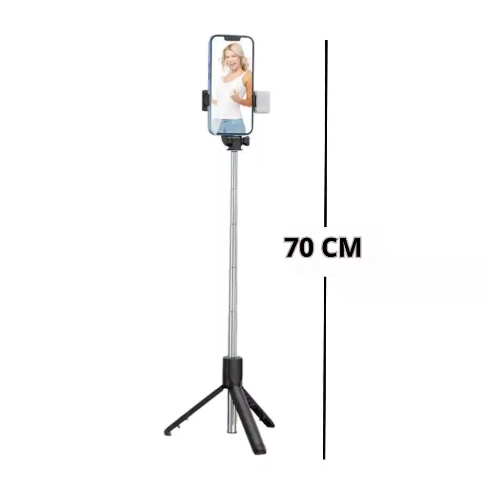 Palo Selfie Con Luz Trípode Con Control Inalámbrico Negro