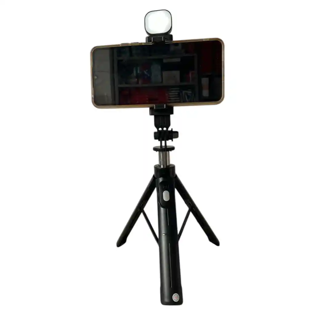 Palo Selfie Con Luz Trípode Con Control Inalámbrico Negro