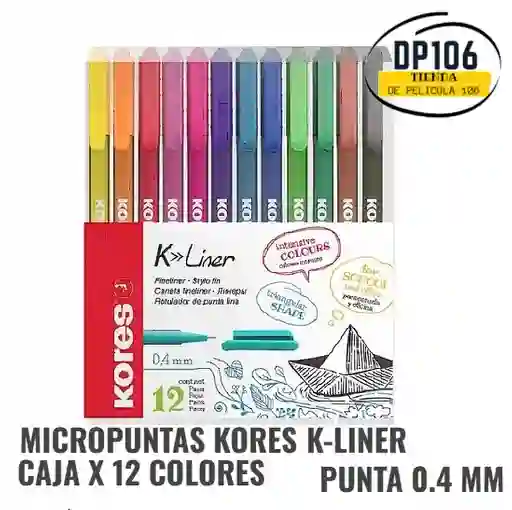Micropuntas Kores K-lines X 12 Colores Punta 0.4 Mm