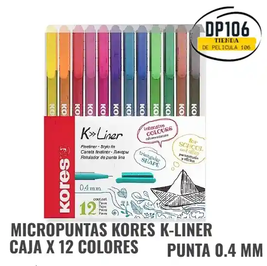 Micropuntas Kores K-lines X 12 Colores Punta 0.4 Mm
