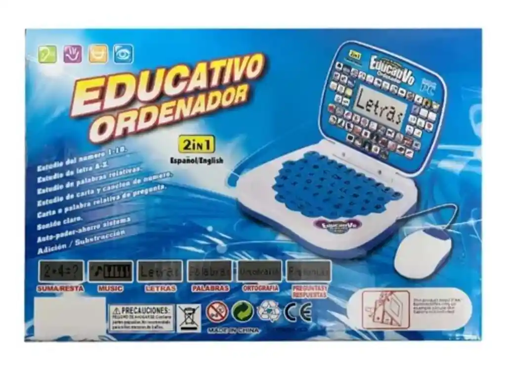 Mini Computador Didactico Inteligente Para Niños, Ingles Español