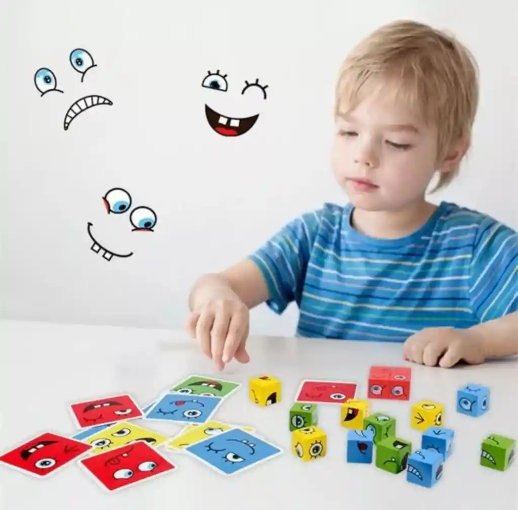 Juego Cubo Rubik Caritas Puzzle Face Cambio De Emociones Juguete Didáctico Niños Niñas