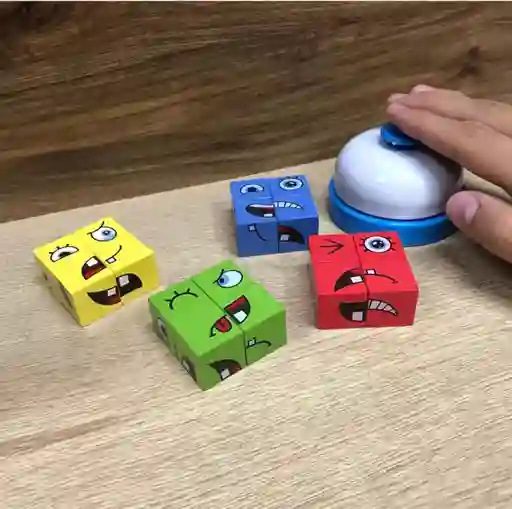 Juego Cubo Rubik Caritas Puzzle Face Cambio De Emociones Juguete Didáctico Niños Niñas