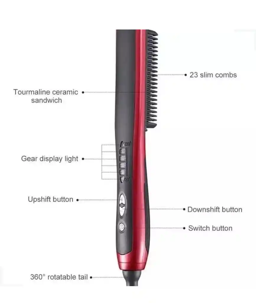 Plancha Cepillo Alisador Pelo Cabello Inalambrica 200 Grados