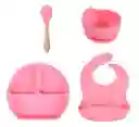 Set Platos Vajilla En Silicona Para Bebe Con Succión Babero