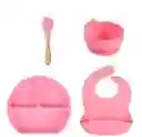 Set Platos Vajilla En Silicona Para Bebe Con Succión Babero