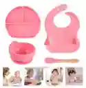 Set Platos Vajilla En Silicona Para Bebe Con Succión Babero