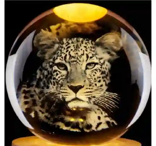 Luz Nocturna Lampara Bola De Cristal 3d 8cm
