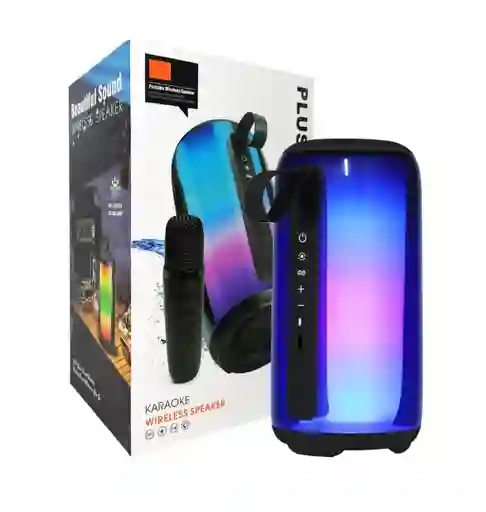 Parlante Bluetooth Recargable Efectos Luz Rgb 360 Usb 10w Karaoke Microfono