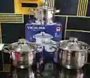 Set De 3 Ollas 6 Piezas Acero Inoxidable Vicalina