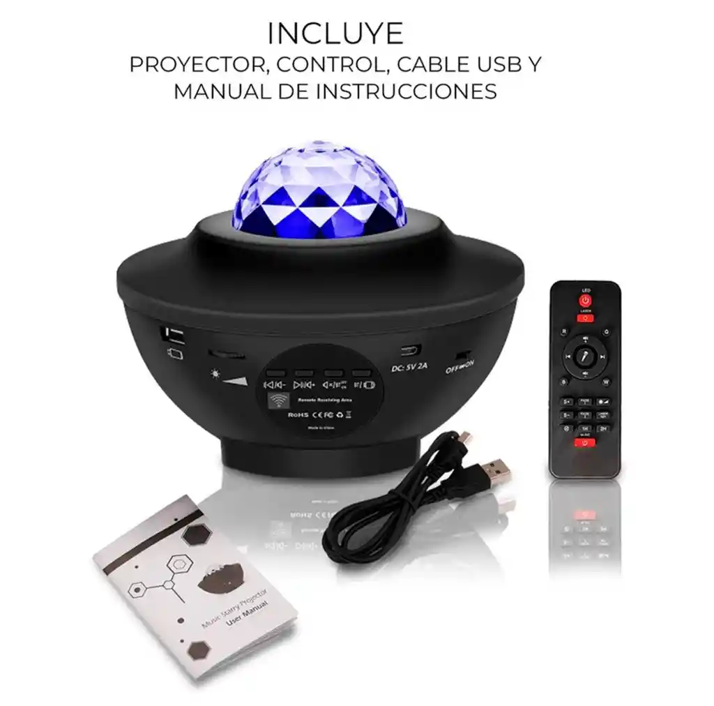 Proyector Led Estrellas Galaxias Parlante Bluetooth Color De La Estructura Negro Color De La Pantalla Multicolor