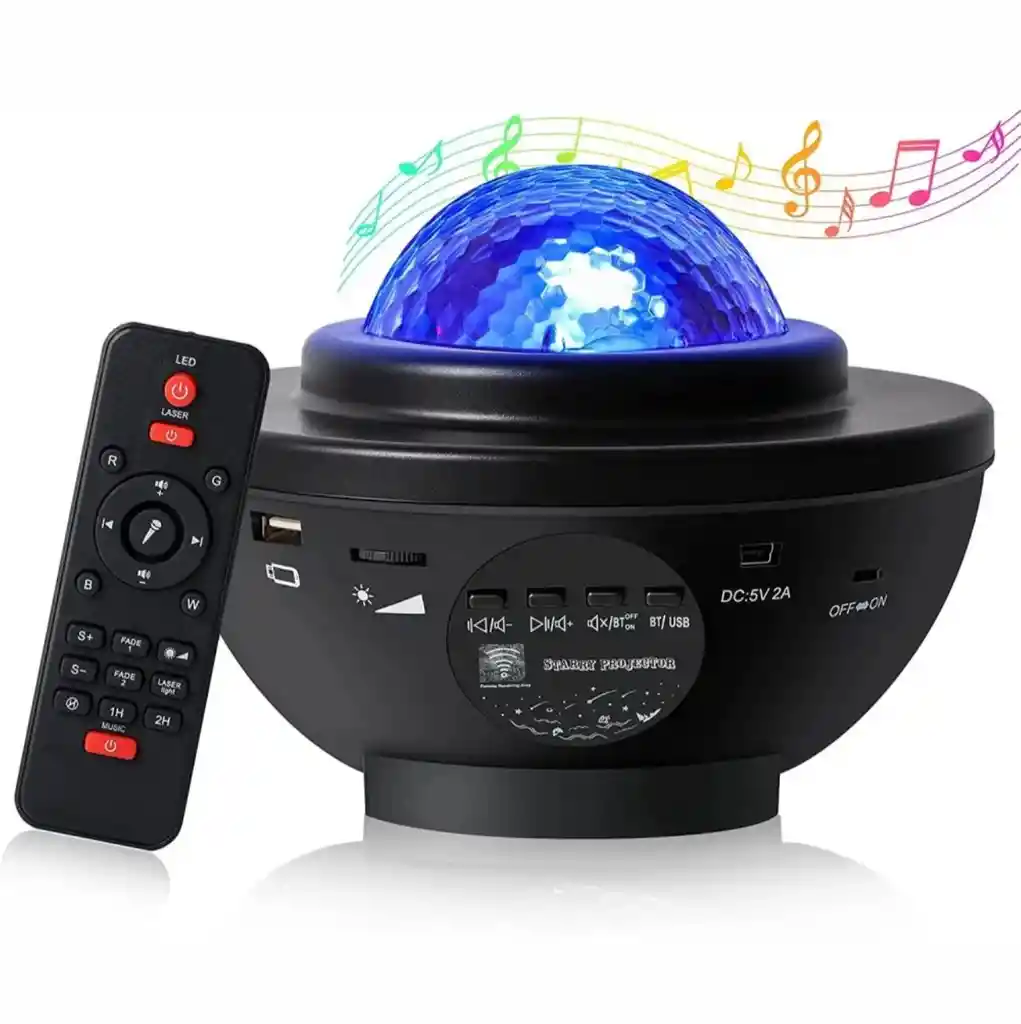 Proyector Led Estrellas Galaxias Parlante Bluetooth Color De La Estructura Negro Color De La Pantalla Multicolor