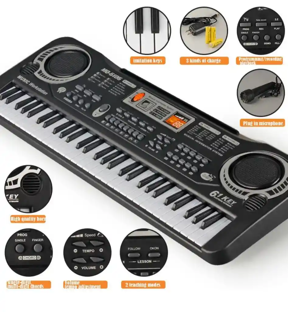 Piano Organeta Teclado Juguete Para Niños 61 Teclas