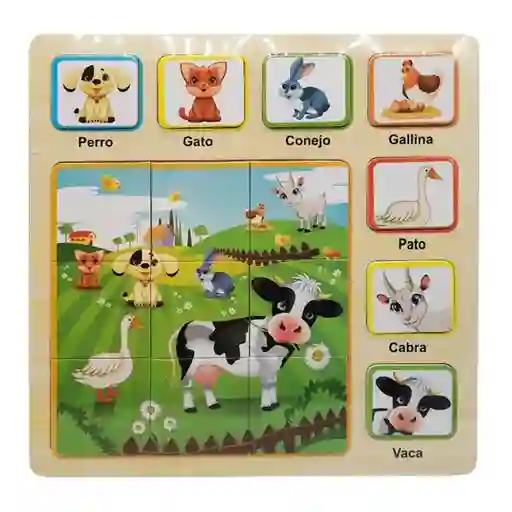 Rompecabezas Didactico Madera Animales