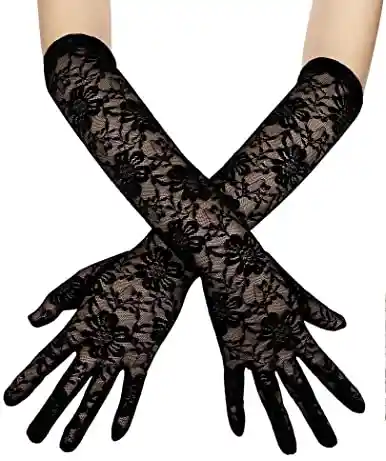 Guantes En Encaje Negro, Largos