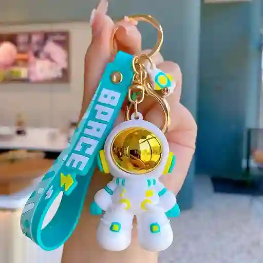 Llavero De Resina Con Diseño De Astronauta Espacial Azul