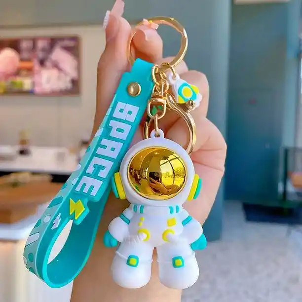 Llavero De Resina Con Diseño De Astronauta Espacial Azul