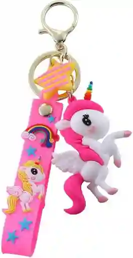 Llavero De Silicona Suave Con Diseño De Unicornio De Arcoíris
