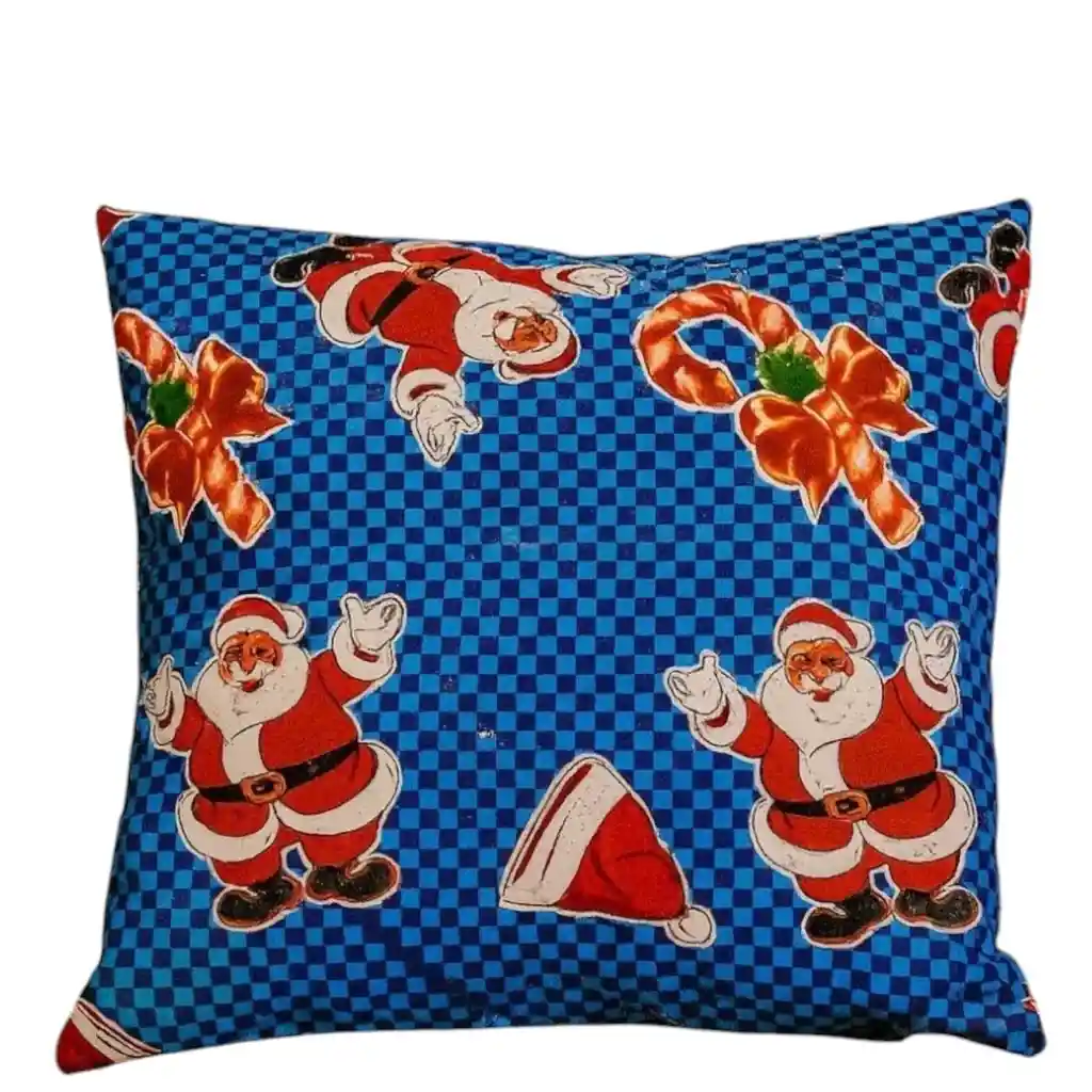 Cojín Grande Con Diseño Navideño Papá Noel Azul