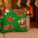 Cojín Grande Con Diseño Navideño Papá Noel Verde