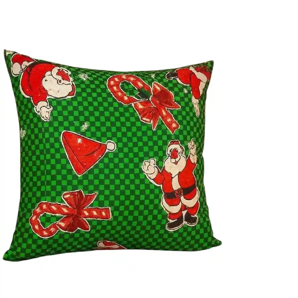 Cojín Grande Con Diseño Navideño Papá Noel Verde