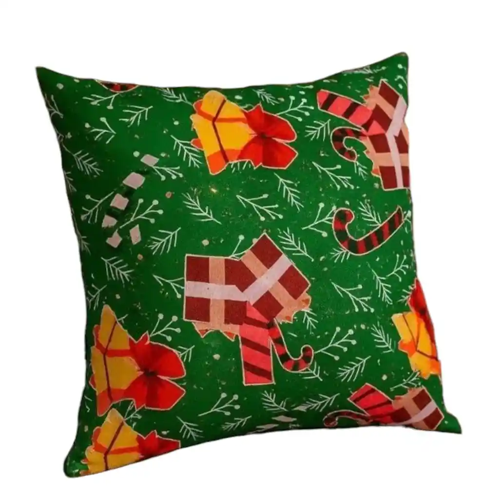 Cojín Grande Con Diseño Navideño Verde Regalos