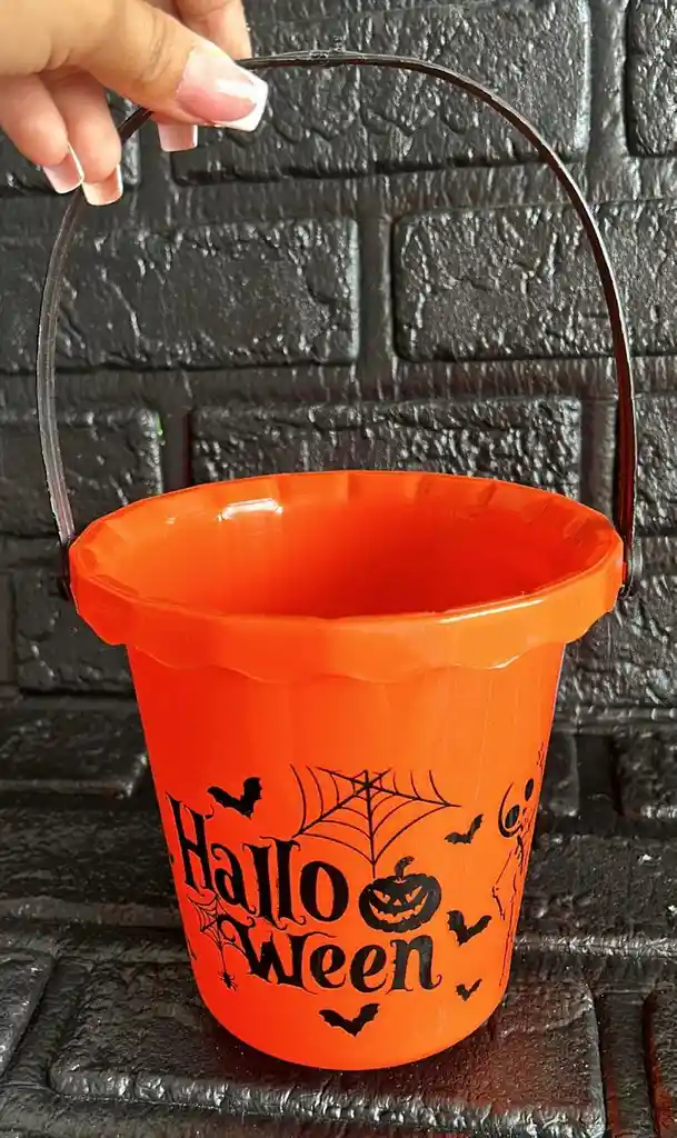 Balde Canasta Dulces Halloween Naranja