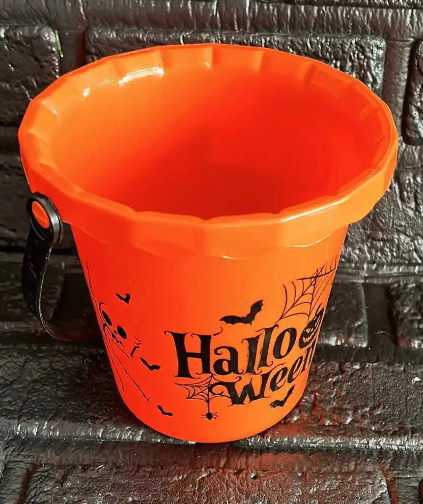 Balde Canasta Dulces Halloween Naranja