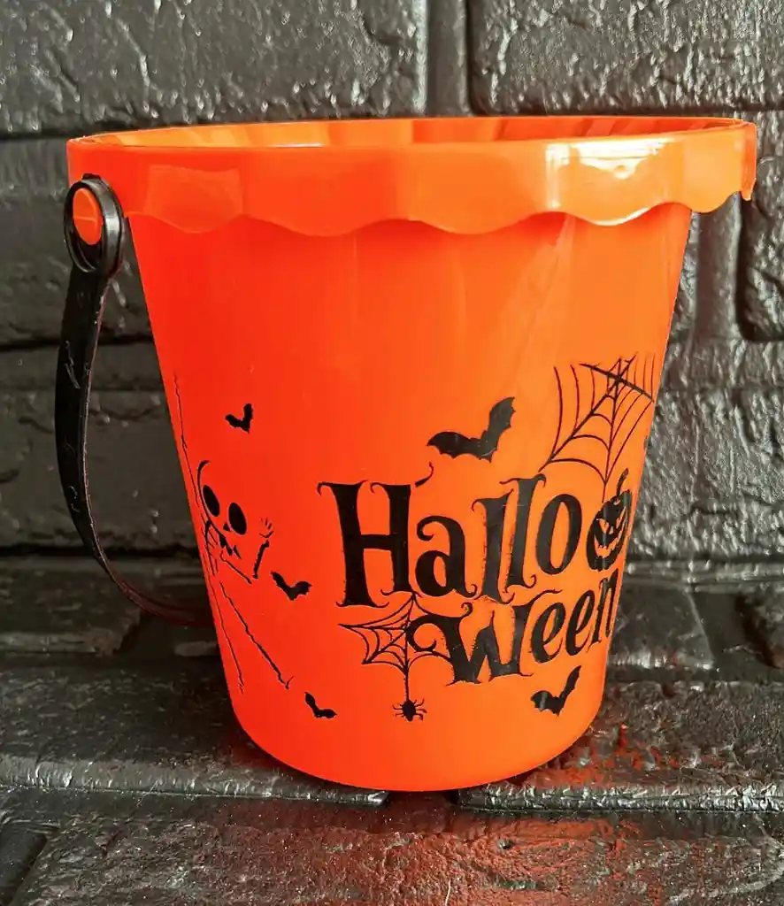 Balde Canasta Dulces Halloween Naranja