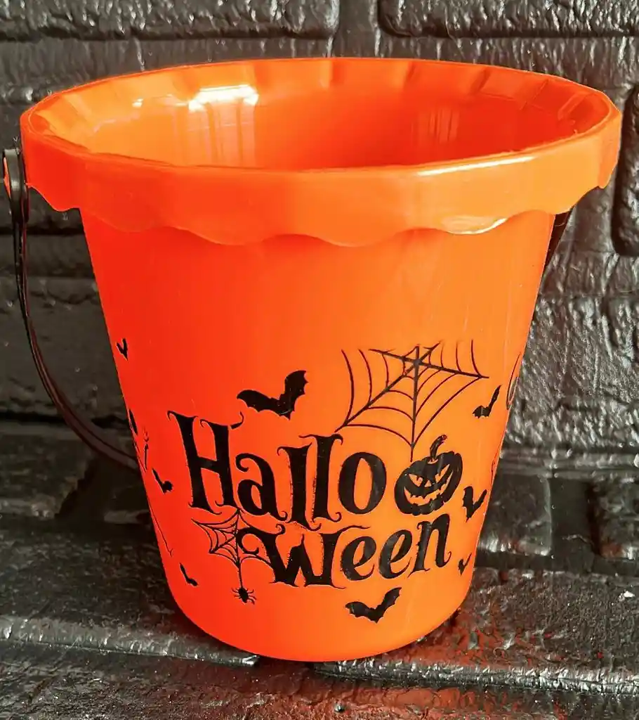 Balde Canasta Dulces Halloween Naranja