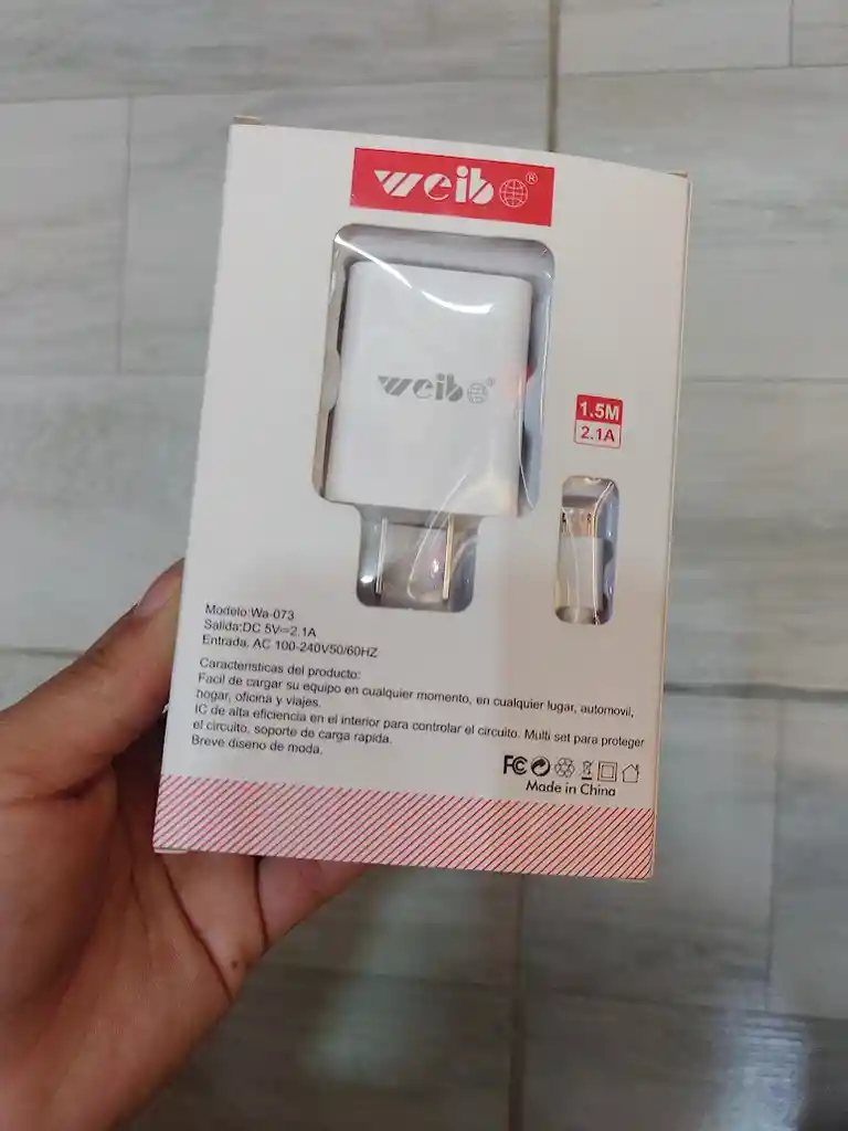 Cargador Weibo Completo Adaptador Y Cable V8 Blanco