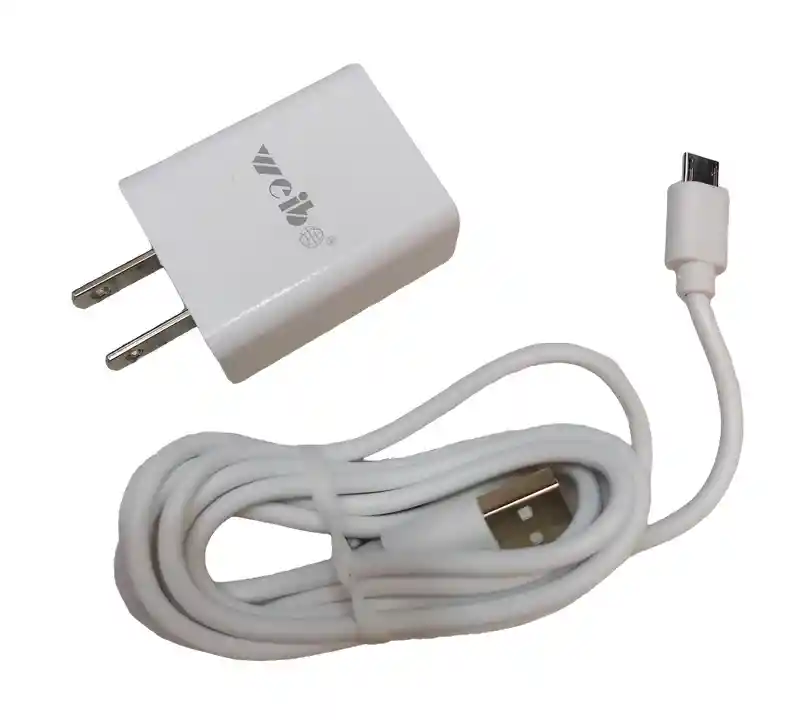 Cargador Weibo Completo Adaptador Y Cable V8 Blanco
