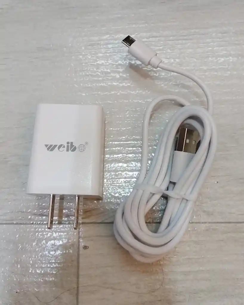 Cargador Weibo Completo Adaptador Y Cable V8 Blanco