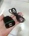 Cargador Completo Adaptador Con Doble Usb Y Cable V8 Negro