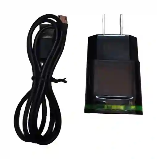 Cargador Completo Adaptador Con Doble Usb Y Cable V8 Negro