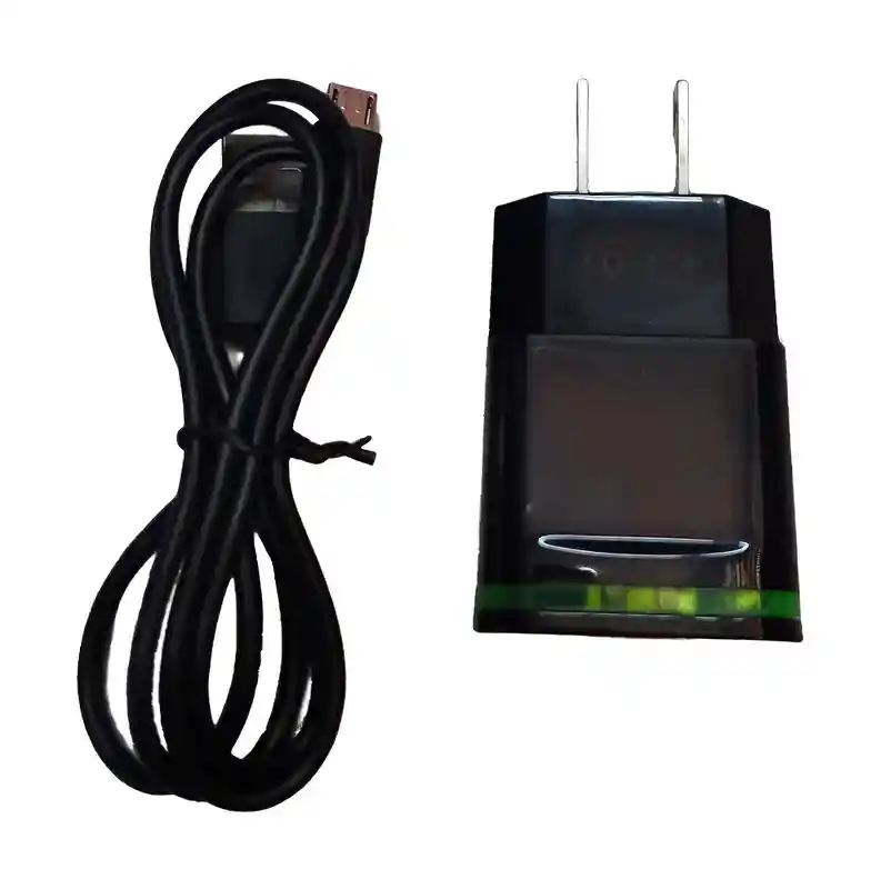 Cargador Completo Adaptador Con Doble Usb Y Cable V8 Negro