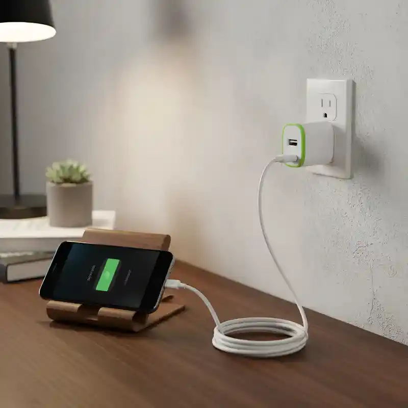 Cargador Completo Weibo Adaptador Con Doble Usb Y Cable V8 Blanco