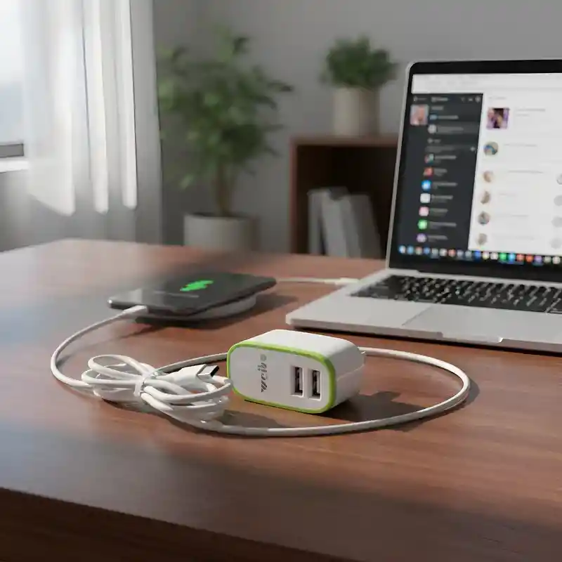 Cargador Completo Weibo Adaptador Con Doble Usb Y Cable V8 Blanco