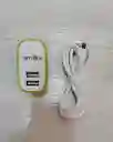 Cargador Completo Weibo Adaptador Con Doble Usb Y Cable V8 Blanco