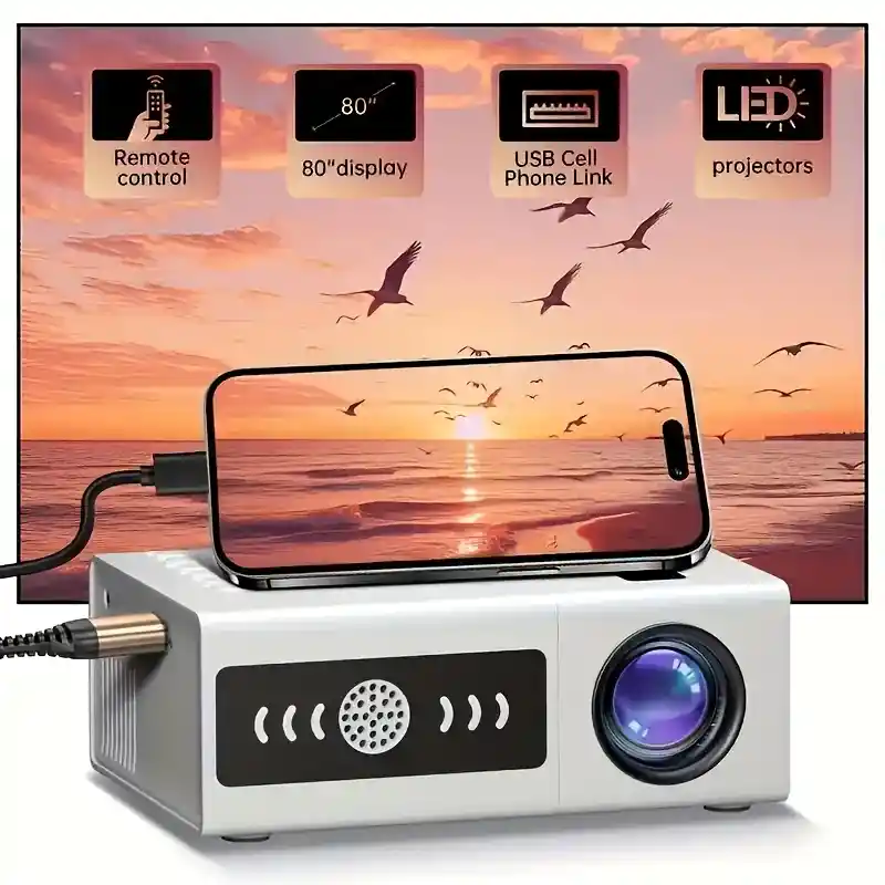 Proyector Led Blanco Completo Buena Resolucion Con Entrada Hdmi
