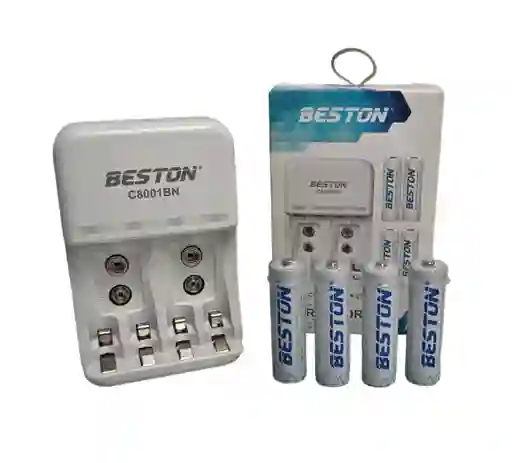 Cargador + 4 Pilas Beston Aa 2700mah