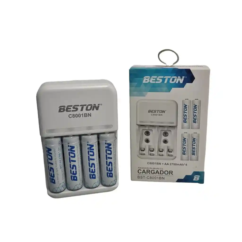 Cargador + 4 Pilas Beston Aa 2700mah