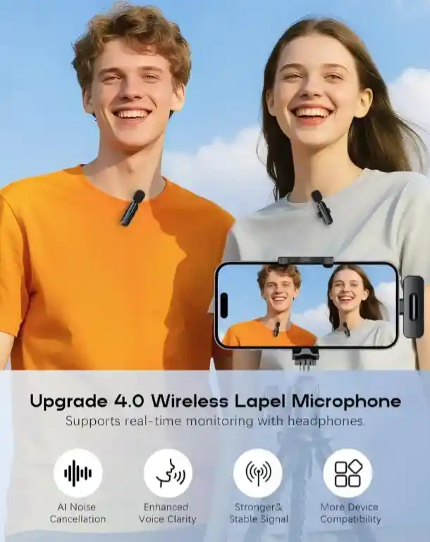 Micrófono Inalámbrico Doble K9 Pro Compatible Typo C/iphone Negro
