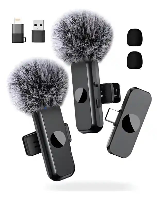 Micrófono Inalámbrico Doble K9 Pro Compatible Typo C/iphone Negro