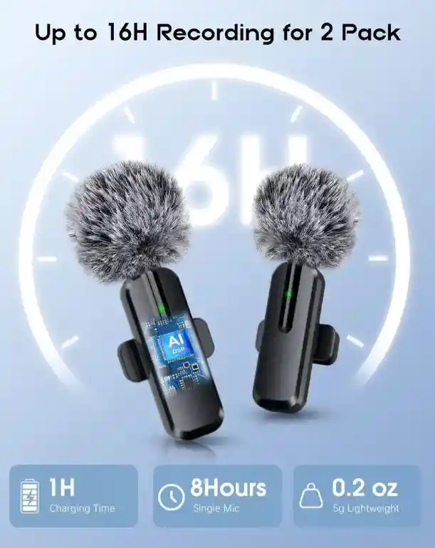 Micrófono Inalámbrico Doble K9 Pro Compatible Typo C/iphone Negro
