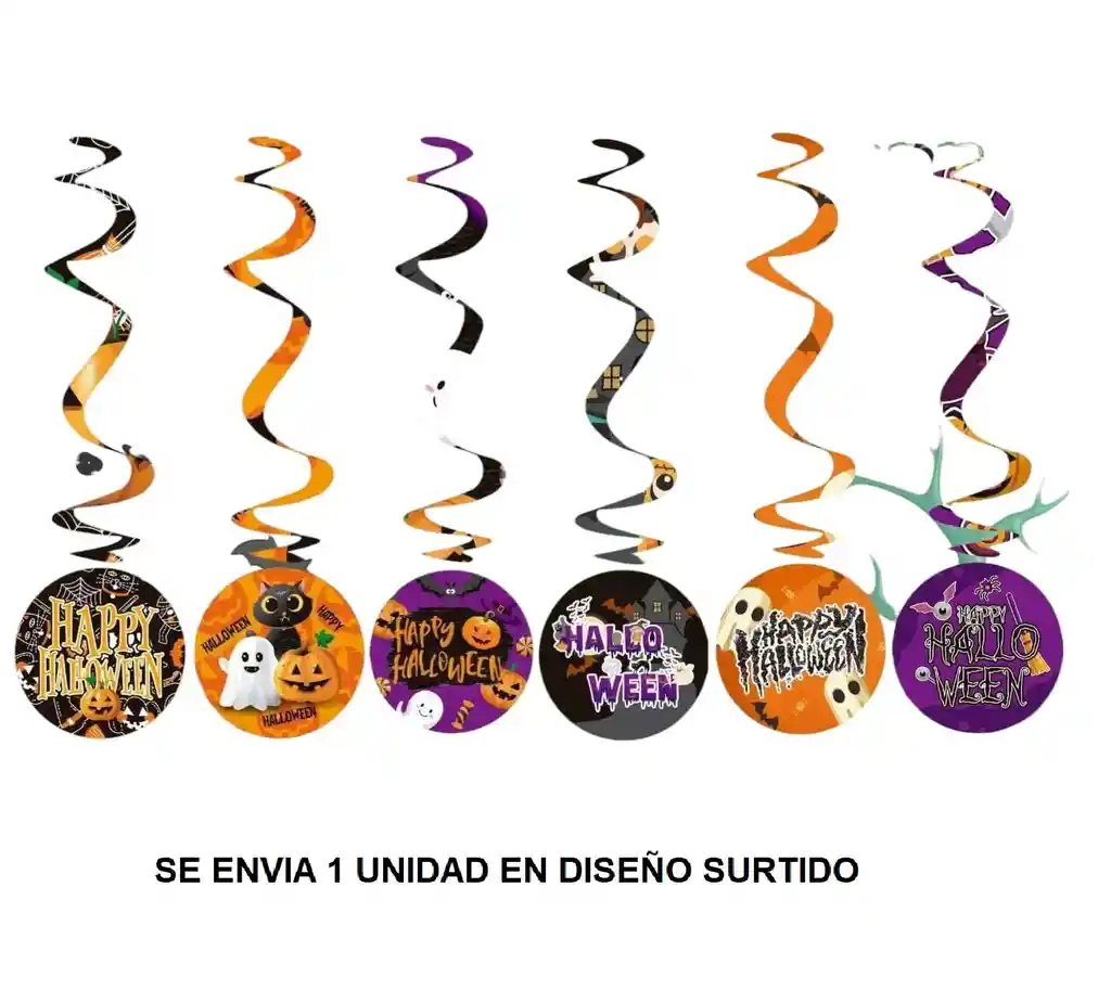 Espiral Colgante Decoracion Halloween 1 X 3 Unidades